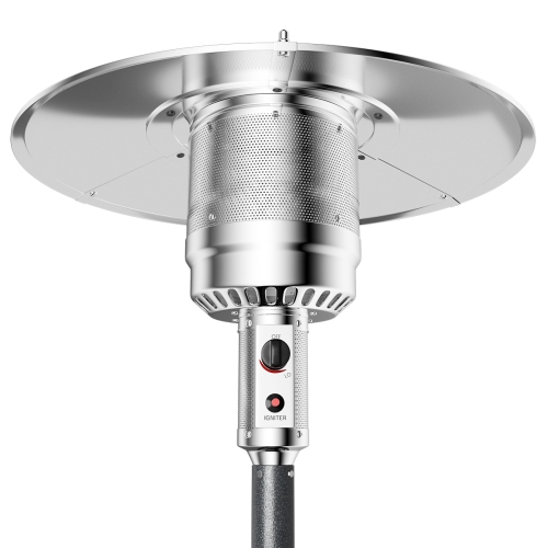 Patiojoy Patio Rolling Steel Heater Freestanding Outdoor Propane Heater w/Table Suitable for Garden Wedding & Party Gray
