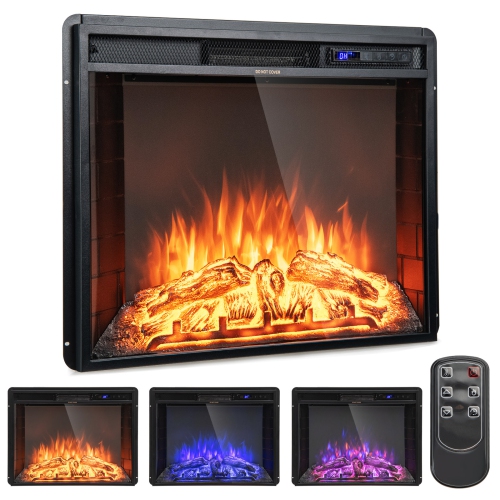 TopBuy – foyer électrique encastré de 26 po avec télécommande, 750 W/1500 W.