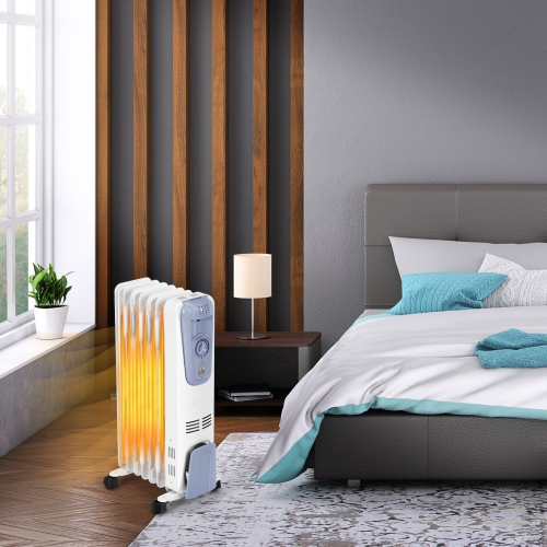 Topbuy 1500W Oil Filled Radiator 7-Fin Thermostat Room Radiant Electric Space Heater