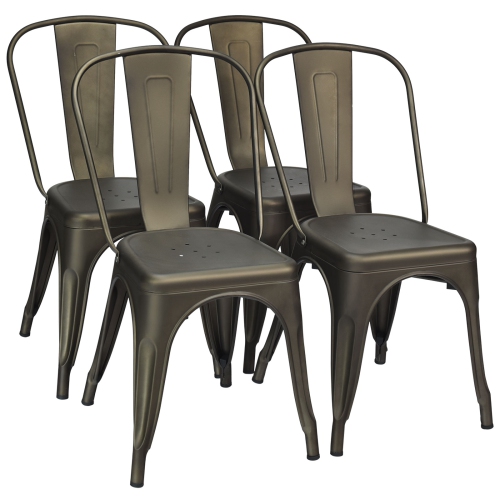TOPBUY  Patio Chairs Set Of 4 Stackable Side Dining Chair Bistro Café