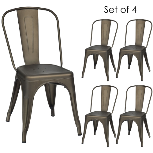 Topbuy Patio Chairs Set of 4 Stackable Side Dining Chair Bistro Café