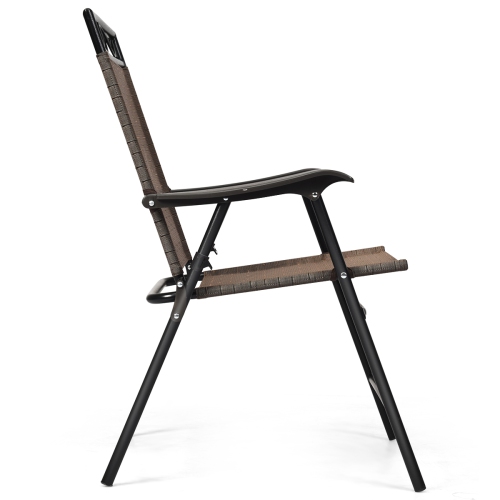 Topbuy 2PCS Folding Camping Chair Patio Chairs for Backyard, Garden, Beach with Armrest & Backrest