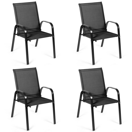 TOPBUY  4-Piece Patio Chairs Camping Garden Chairs With Armrest &backrest Coffee/browm