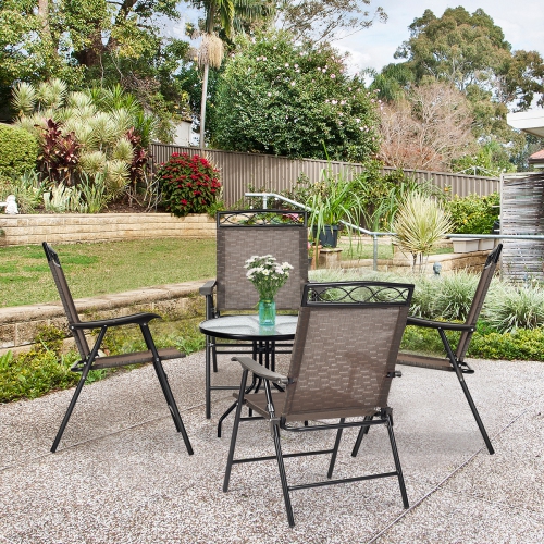 Topbuy 4PCS Folding Camping Chair Patio Chairs for Backyard, Garden, Beach with Armrest & Backrest