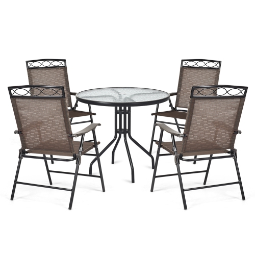 Topbuy 4PCS Folding Camping Chair Patio Chairs for Backyard, Garden, Beach with Armrest & Backrest