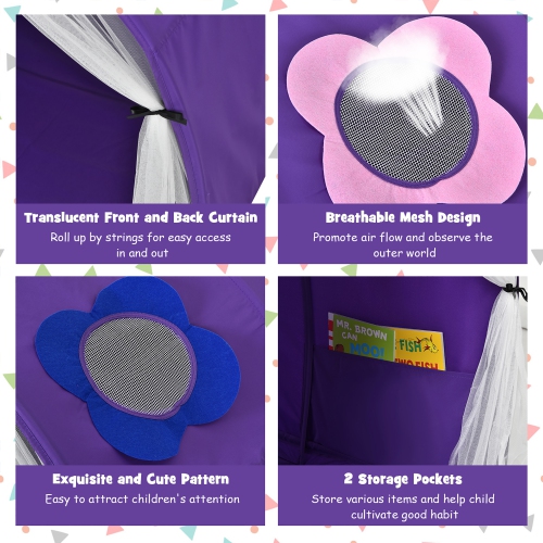 Costway Kids Bed Tent Play Tent Portable Playhouse Twin Sleeping w/ Carry Bag