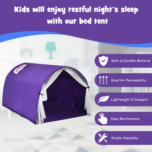 Costway Kids Bed Tent Play Tent Portable Playhouse Twin Sleeping w/ Carry Bag