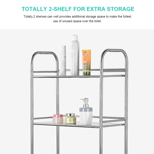SortWise 2-Tier Bathroom Shelf Over The Toilet Storage Rack Space Saver Unit Shelf
