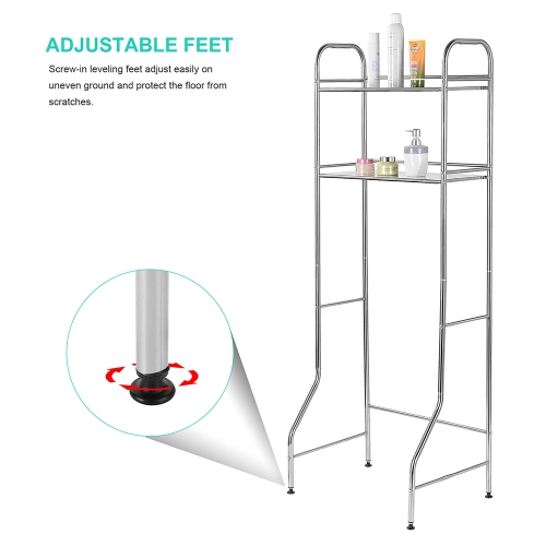 SortWise 2-Tier Bathroom Shelf Over The Toilet Storage Rack Space Saver Unit Shelf