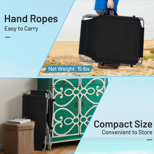 Topbuy 1PC/2PCS Foldable Sun Shading Chaise Lounge Chair Adjustable Beach Recliner Black