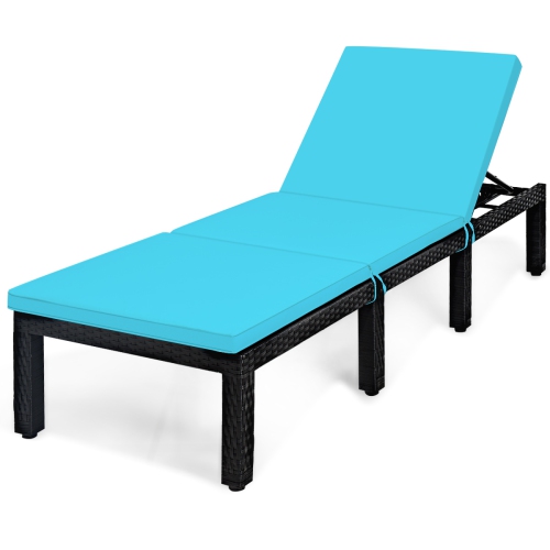 TOPBUY  Adjustable Outdoor Patio Rattan Lounge Chair Chaise Couch With Cushions