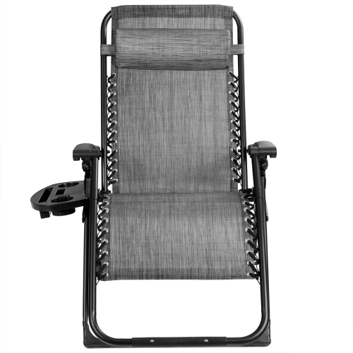 Topbuy Oversized Zero Gravity Lounge Chair Folding Recliner w/ Cup Holder & Pillow Navy Blue Wine Beige Black