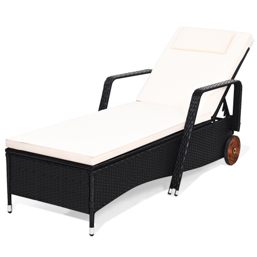 Topbuy Adjustable Rattan Outdoor Reclining Patio Rattan Cushioned Lounge