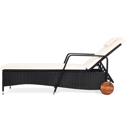Topbuy Adjustable Rattan Outdoor Reclining Patio Rattan Cushioned Lounge