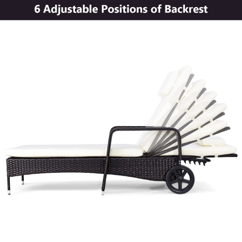 Topbuy Adjustable Wicker Patio Lounge Outdoor Rattan Cushioned Recliner