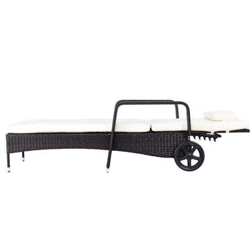 Topbuy Adjustable Wicker Patio Lounge Outdoor Rattan Cushioned Recliner