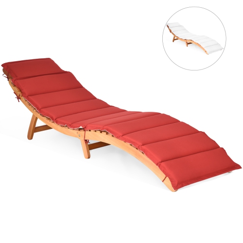 Topbuy Folding Wood Lounge Outdoor Wooden Chaise Chair with Cushion Set of 2