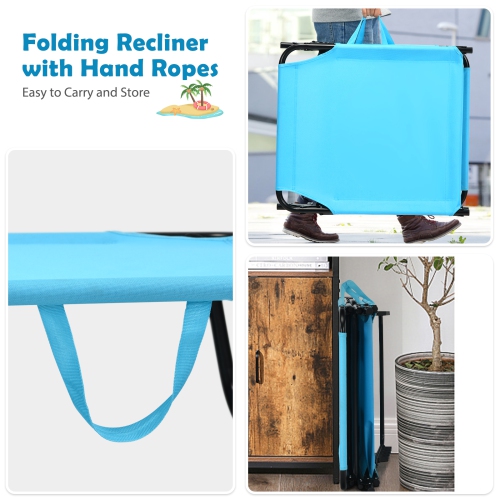 Patiojoy Outdoor Folding Beach Chaise Lounge Chair Adjustable Camping Recliner Turquoise