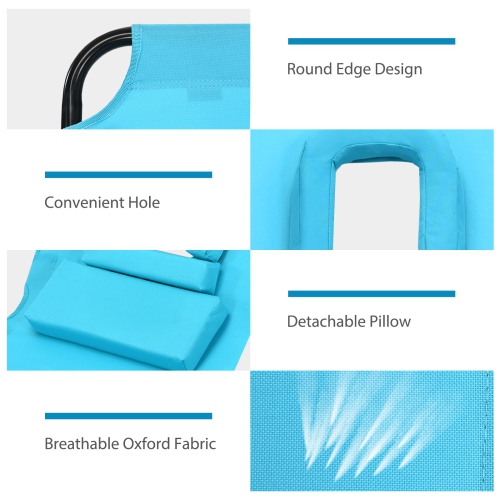 Patiojoy Outdoor Folding Beach Chaise Lounge Chair Adjustable Camping Recliner Turquoise