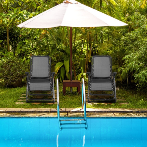 Topbuy Oversized Zero Gravity Lounge Chair Folding Recliner w/ Cup Holder & Pillow Navy Blue Wine Beige Black