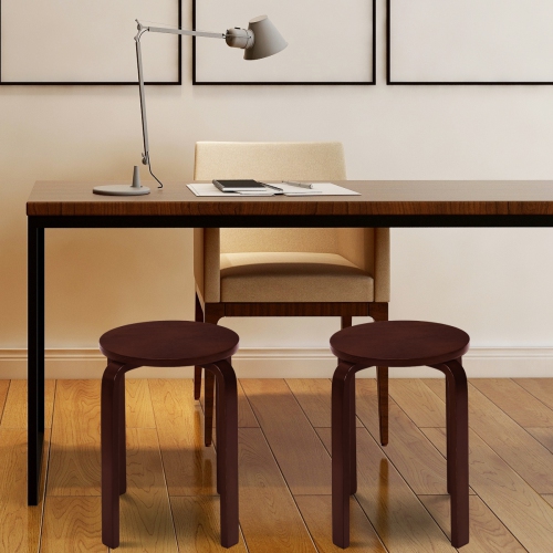 Topbuy 4PCS Stacking Bentwood Stool Round Dining Chair Backless Bar Stool Dark Coffee