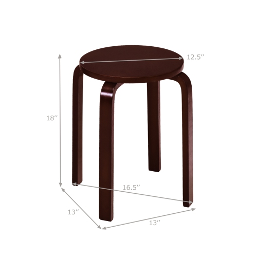 Topbuy 4PCS Stacking Bentwood Stool Round Dining Chair Backless Bar Stool Dark Coffee