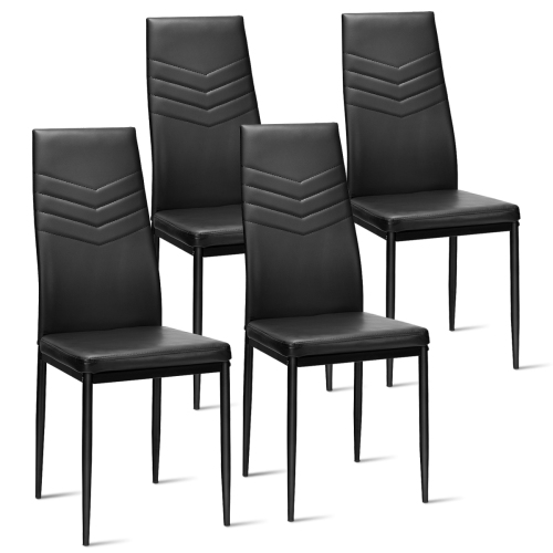 TOPBUY  Kitchen Set Of 4 Dining Chair Pvc Leather Metal Base High Back