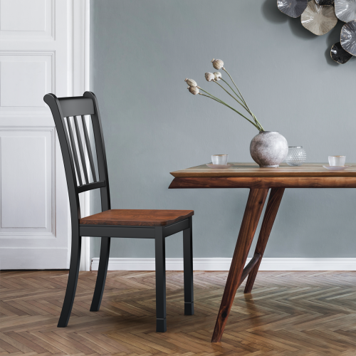 Topbuy Dining Chair Armless Wooden Back Kitchen Restaurant Side Chair Set of 4, Black