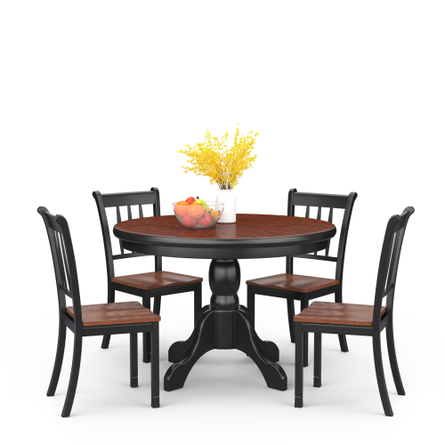 Topbuy Dining Chair Armless Wooden Back Kitchen Restaurant Side Chair Set of 4, Black