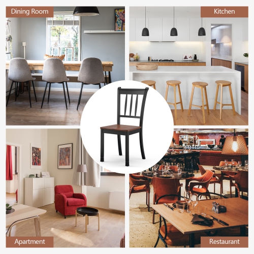 Topbuy Dining Chair Armless Wooden Back Kitchen Restaurant Side Chair Set of 4, Black