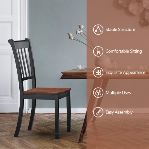 Topbuy Dining Chair Armless Wooden Back Kitchen Restaurant Side Chair Set of 4, Black