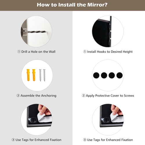 Costway Door Wall Mounted Mirror Full Length Hanging Mirror Bedroom Bathroom