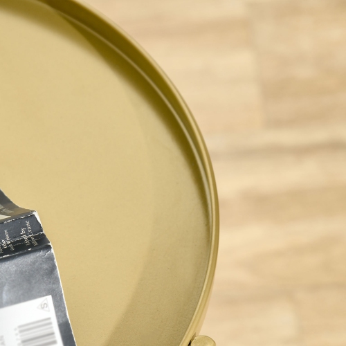 HOMCOM 2-Tier Gold End Table, Round Sofa Side Table for Small Spaces, Accent Table with Removable Trays and Metal Frame for Living Room Bedroom