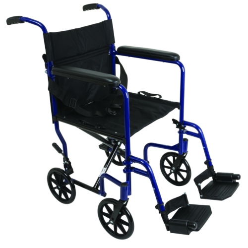 PROBASICS  Aluminum 19" Transport Wheelchair W/ Footrest In Blue