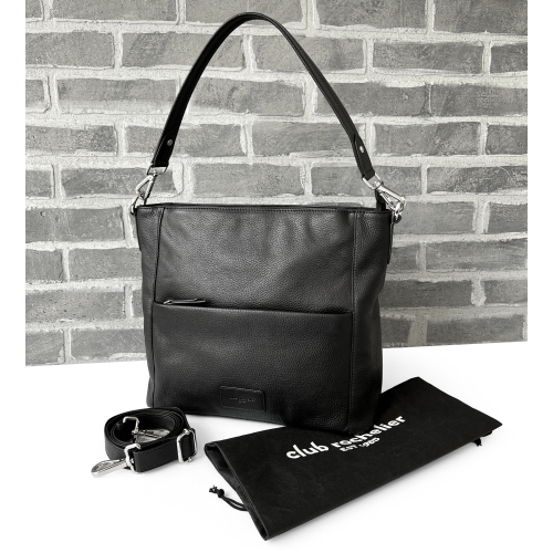 Sac besace à bandoulière en cuir avec poche à plusieurs fermetures à glissière pour femmes de Club Rochelier - Noir