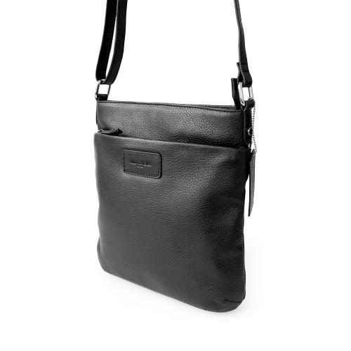 Club Rochelier Ladies Leather Medium Multi Zip Crossbody Bag, Black