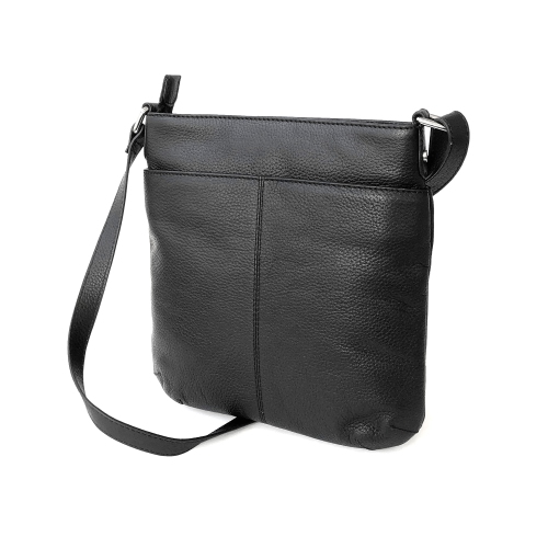 Club Rochelier Ladies Leather Medium Multi Zip Crossbody Bag, Black