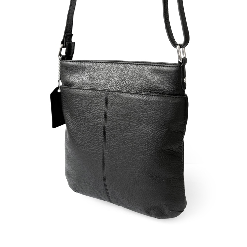 Club Rochelier Ladies Leather Medium Multi Zip Crossbody Bag, Black