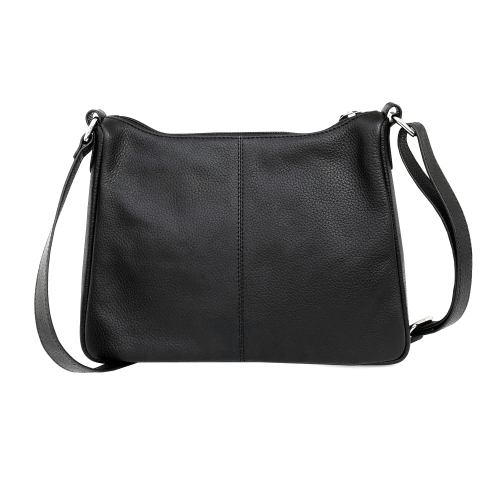 Club Rochelier Ladies Leather Medium Multi Zip Crossbody Bag, Black