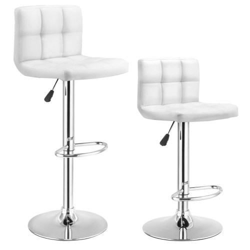 TOPBUY  Modern Square Pu Leather Adjustable Swivel Barstools, Set Of 2
