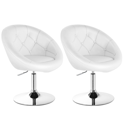 Image 1 of 9.. Topbuy Set of 2 Modern Swivel Bar Stools Height Adjustable Round Tufted Back Accent Chair Black/White
