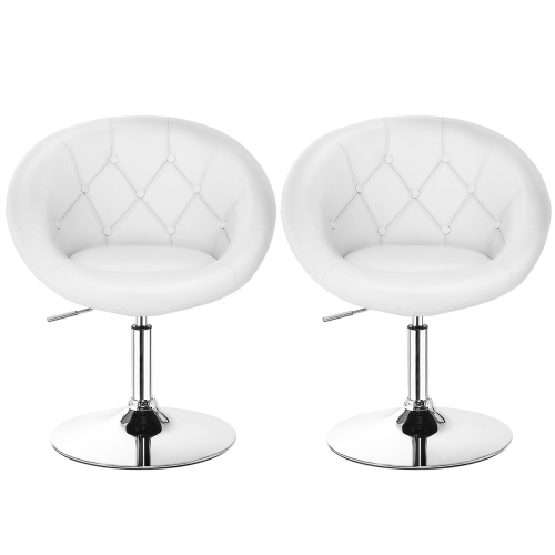 Topbuy Set of 2 Modern Swivel Bar Stools Height Adjustable Round Tufted Back Accent Chair Black/White