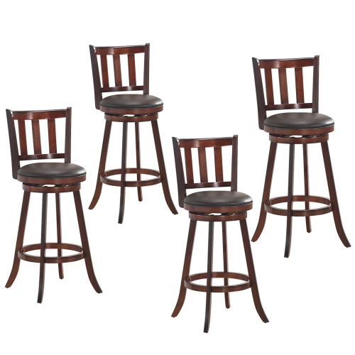 TOPBUY  25" Swivel Bar Stool Padded Dining Kitchen Pub Bistro Chair Set Of 4