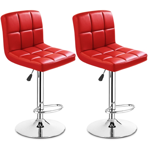 Topbuy Modern Square PU Leather Adjustable Swivel Barstools,Set of 2
