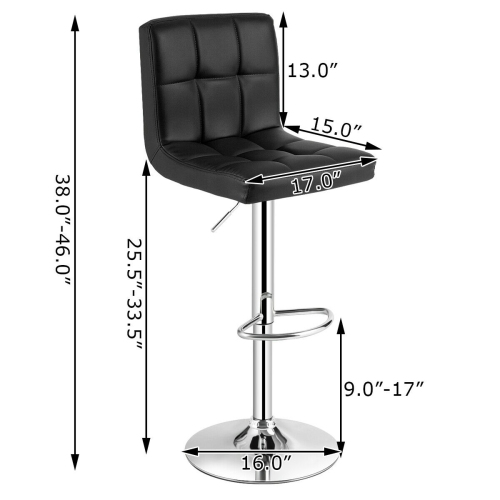 Topbuy Height Adjustable Swivel Bar Stool PU Leather Bistro Pub Chair W/Backrest Black