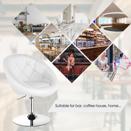 Topbuy Modern Swivel Bar Stools Height Adjustable Round Tufted Back Accent Chair Black/White