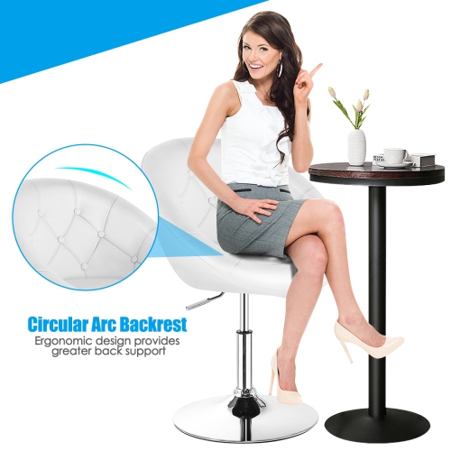 Topbuy Modern Swivel Bar Stools Height Adjustable Round Tufted Back Accent Chair Black/White