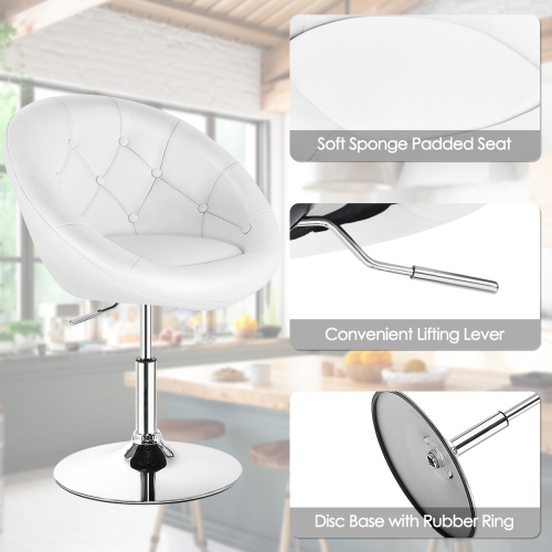 Topbuy Modern Swivel Bar Stools Height Adjustable Round Tufted Back Accent Chair Black/White