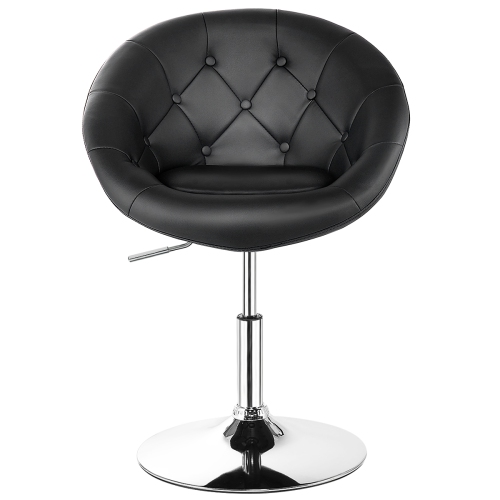 Topbuy Modern Swivel Bar Stools Height Adjustable Round Tufted Back Accent Chair Black/White
