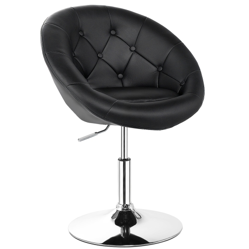 Topbuy Modern Swivel Bar Stools Height Adjustable Round Tufted Back Accent Chair Black/White
